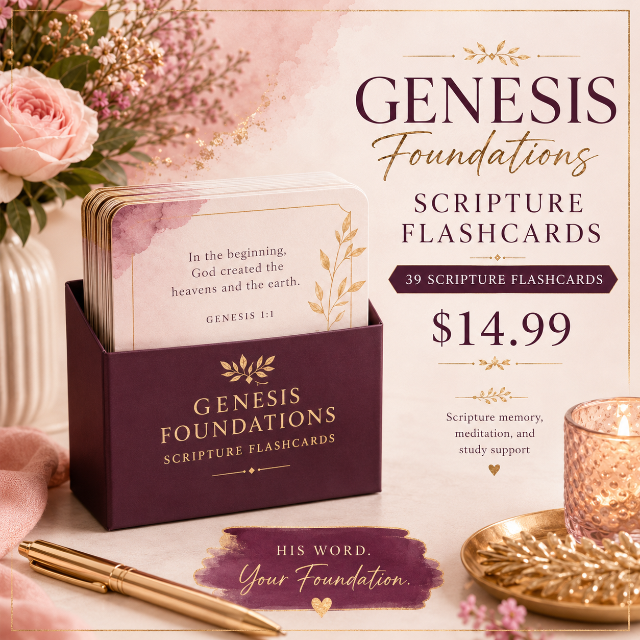 Genesis Foundations Bundle — Workbook and Scripture Flashcards — Pieces Of A Woman Bible Studies